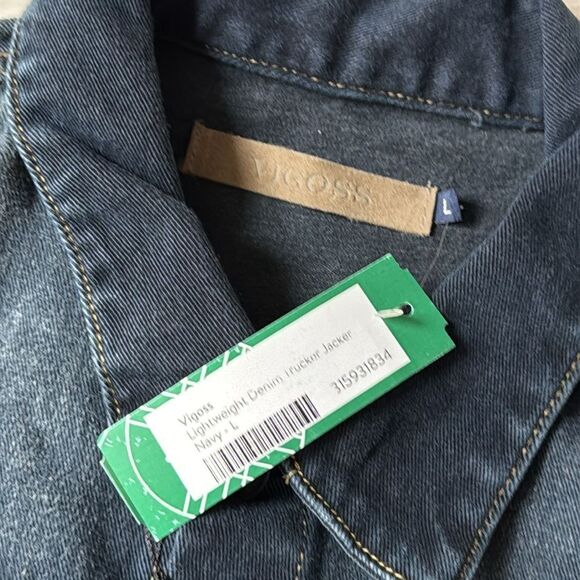 VIGOSS Men's Lightweight Denim Trucker Jacket navy size L Stitxh Fix NWT - Picture 4 of 6